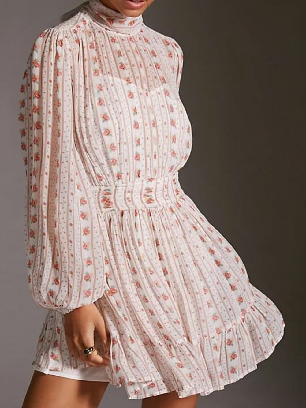 NWT Anthropologie Women's Let Me Be Mock Neck Sheer Mini Dress Size Medium